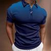 Модная мужская новая рубашка поло с пуговицами и градиентом, мужская спортивная рубашка поло с коротким рукавом