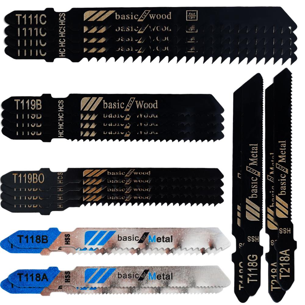 10-50Pcs T-Shaft Jigsaw Blades HCS Assorted Jig Saw Blades For Wood Plastic Metal Cutting Jig Saw Blades for Thin Metal Cutting
