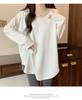 Женская рубашка в корейском стиле свободного кроя с длинным рукавом средней длины - изогнутый подол, универсальная для осени и весны