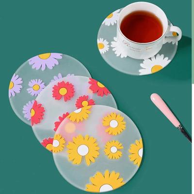 Подставки под стаканы Flower Daisy PVC Creative Heat Isolation Waterproof Mat Home Simple Non-Slip Подставка под стакан для чая Аксессуары для кухни и дома