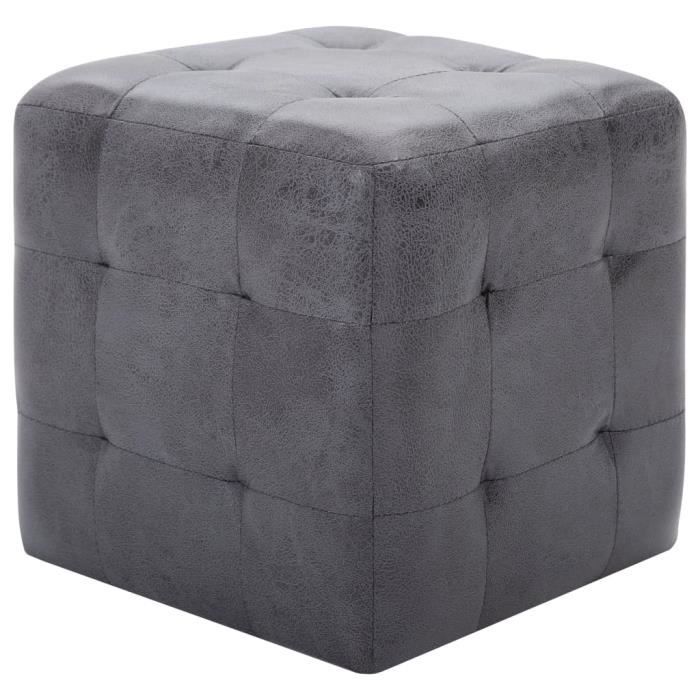 VidaXL 2 Pcs Poufs Grey 30 X 30 X 30 Cm Faux Suede