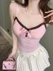 #Early autumn new sweet polished lace polka dot sling vest female slim and thin fixed belt chest pad
