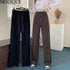 MODIQUE, осенние большие размеры, новые женские длинные базовые эластичные широкие брюки большого размера, женские свободные прямые повседневные зимние брюки-шаровары