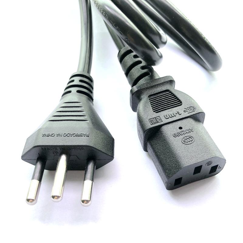 INMETRO Certified Brazil Three-Pin Power Cord, C13 Tail for Server, Speaker, Advertising Screen