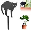 2Pcs/Set Flowerpot Cat Sign Planter Insert Cat Sign with Stake Black Cat Silhouette Garden Decoration for Outdoor Indoor Potted Plant Patio Balcony