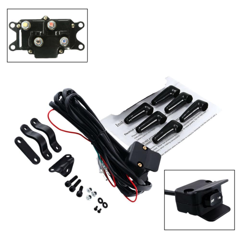 Upgraded 12V Winch Solenoid Relay Contactor & Winch Rocker Thumb Switch Combo Easy Installation Suitable for ATV UTV