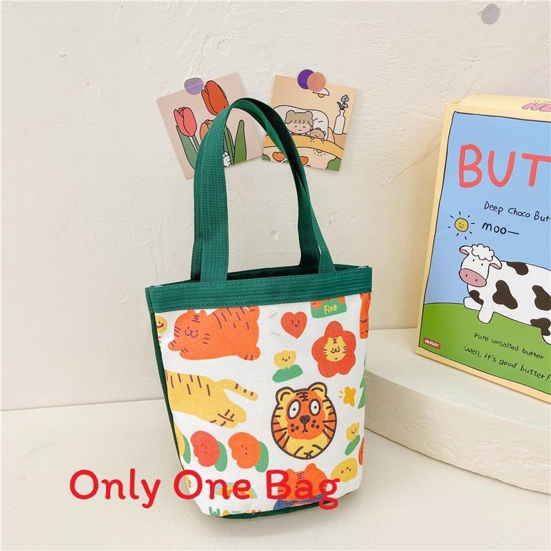 Canvas Childrens Bag With Cartoon Tiger Pattern And Single Shoulder Strap For School