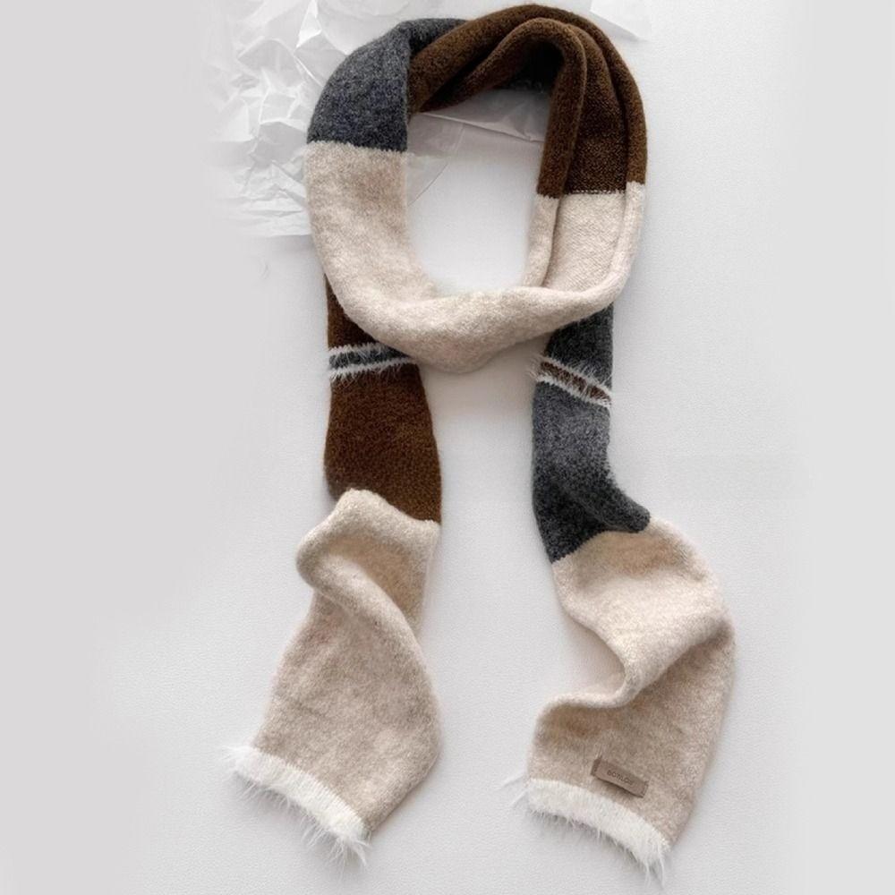 Y2 Sausage Thin Scarf Knitted Wool Plush Long Narrow Scarves Fashion Neck Scarves Autumn Winter