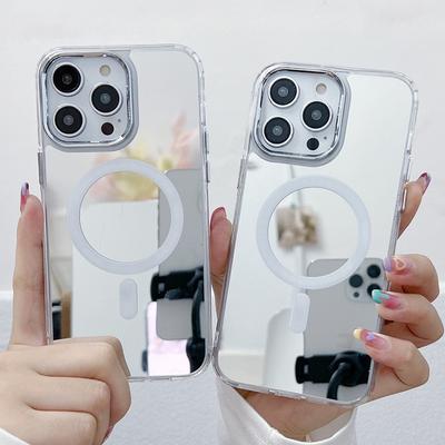 Подходит для Apple IPhone15 Promax Зеркальный Магнитный Чехол с Защитой от Падений Чехол для Защиты IPhone14/13/12