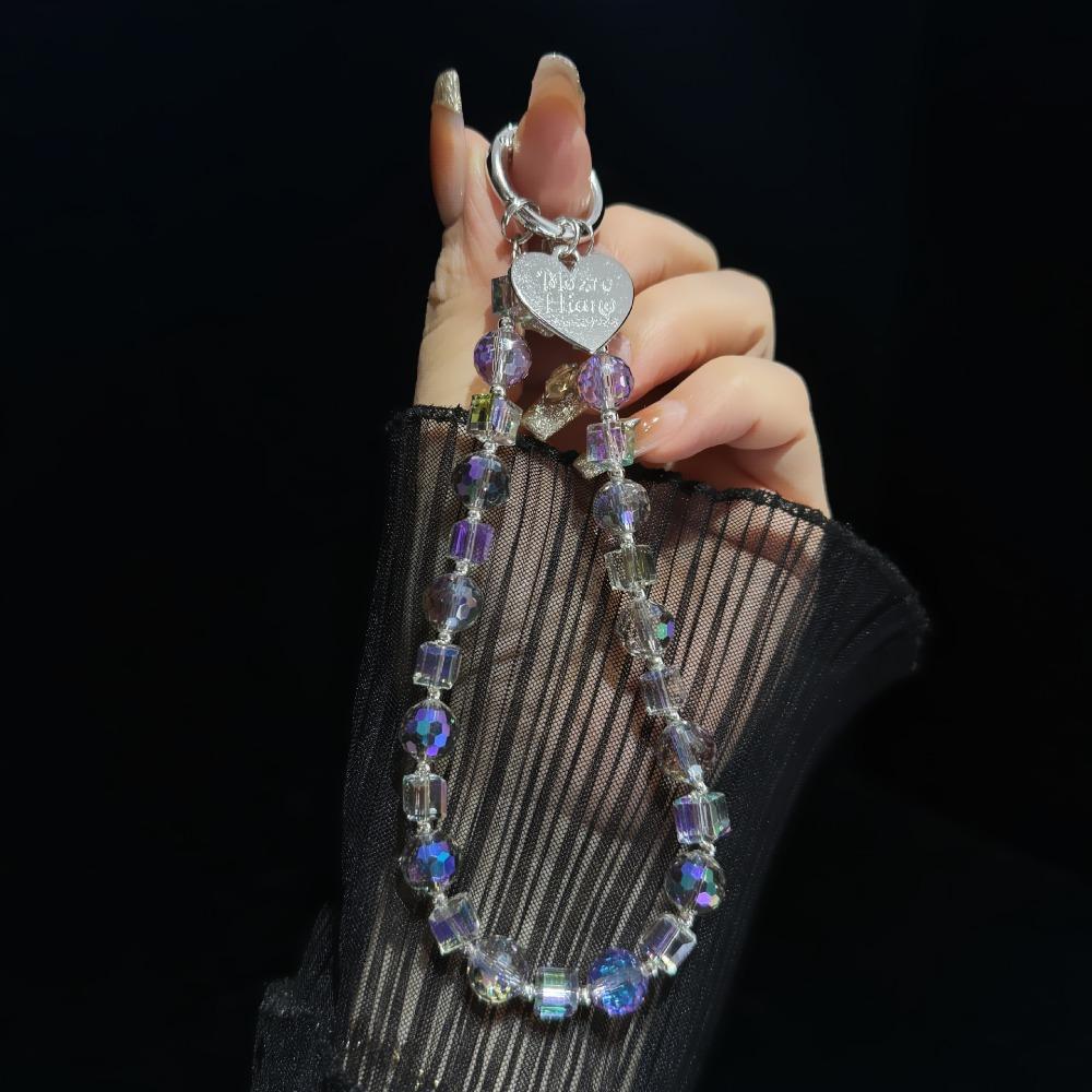 Короткая цепочка для телефона из хрустальных бусин, противоутерянный кулон-сердечко для телефона, ремешок для мобильного телефона, рождественские подарки