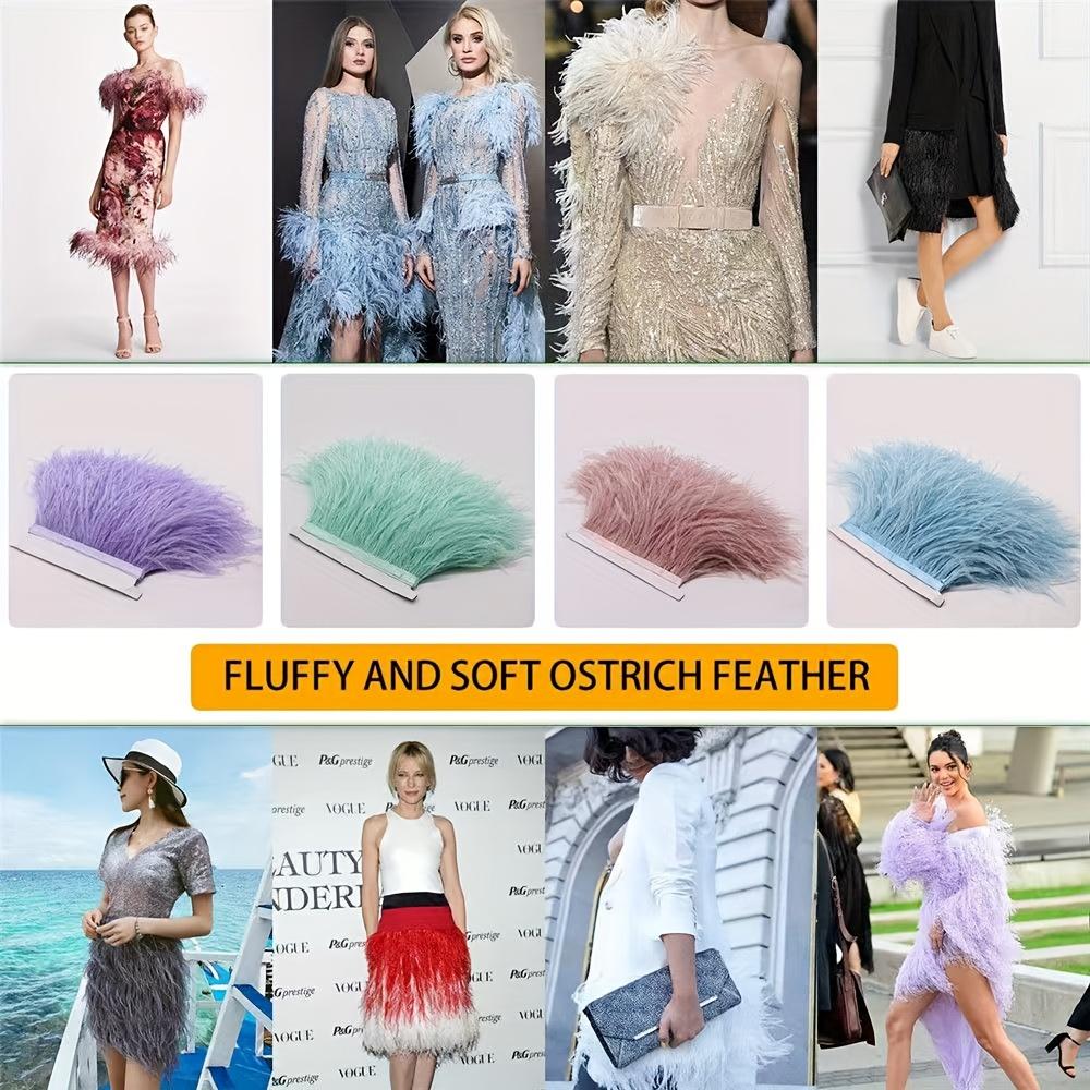 Feather1M Отделка из страусиных перьев Высокое качество 8-10 см Перьевая лента с бахромой DIY Шитье Платье Одежда Украшения