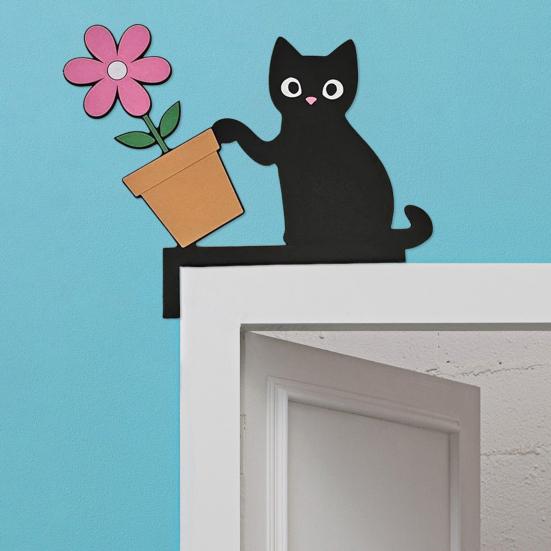 Украшение на дверную коробку для кошки, украшение на деревянную дверную раму, украшение на дверь, угловая табличка на окна дома, настенный декор для любителей кошек, подарок