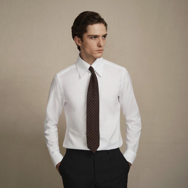 FULL MONTY Men's DP Wrinkle-Free Pure Cotton Business Formal Long Sleeve Shirt