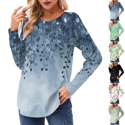 Женские рубашки с длинным рукавом, повседневные модные туники, топы с круглым вырезом, базовая свободная футболка
