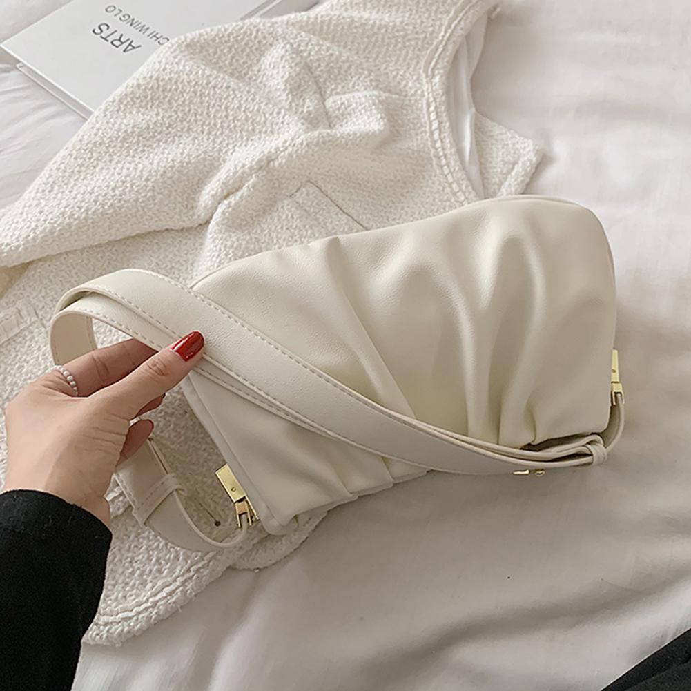 Женская модная сумка через плечо из искусственной кожи, сумка через плечо, плиссированная сумка (белый)