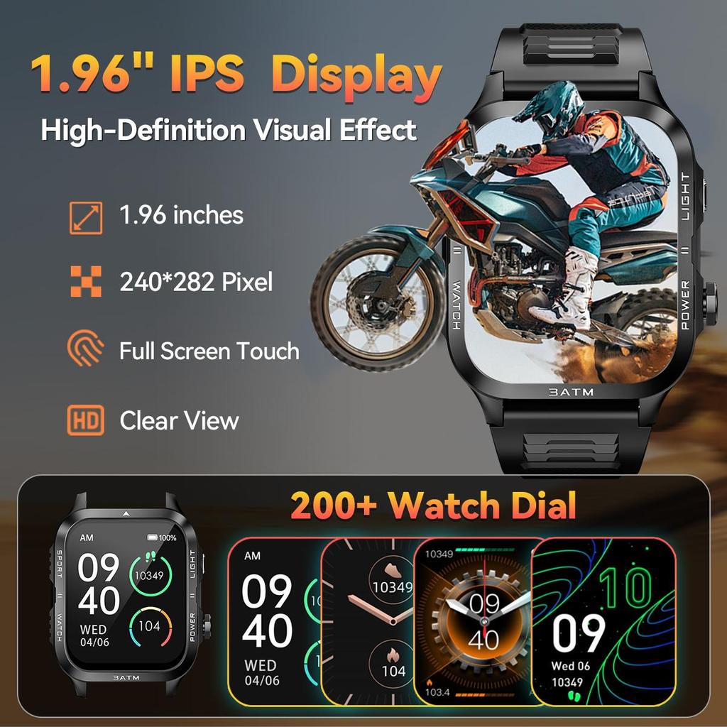 Умные часы, QTLLBT, спортивные часы на открытом воздухе, поддержка беспроводных звонков, удаленная съемка фотографий и управление музыкой, отслеживание более 100 спортивных режимов, мужской подарок