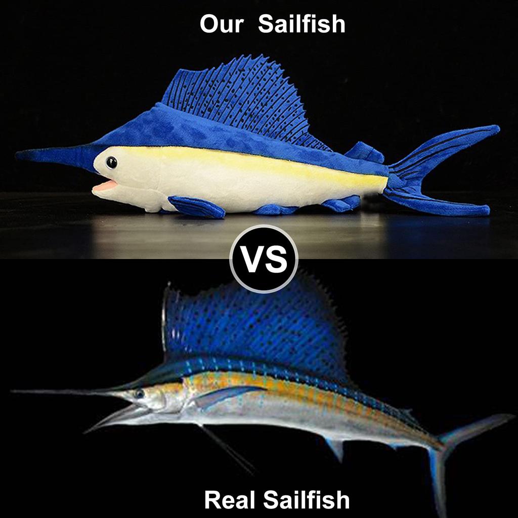 ZHONGXIN MADE Мягкая игрушка-рыба-меч парусник, реалистичная рыба-меч, глубоководное животное, супермягкая, набитая, подарок для детей - фигурка 18,5 дюйма,