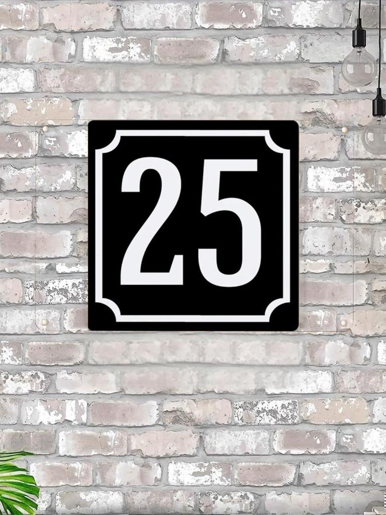 House Number X Classic Black Metal Sign 20x20cm, Modern Door Wall Decor
