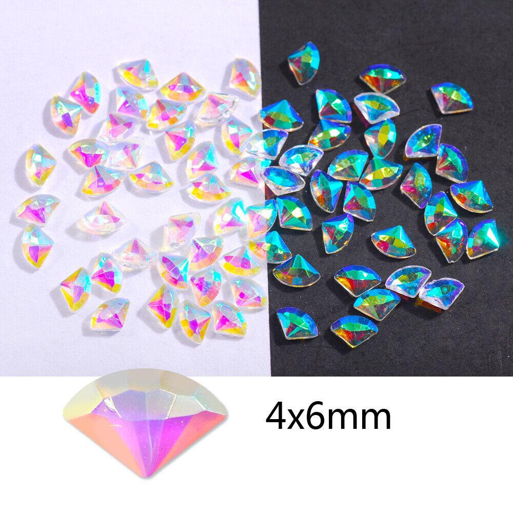100Pcs Aurora Resin 3D Nail Rhinestones Crystal Gem Stone Nail Art Decoration