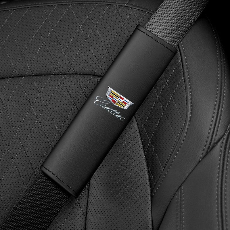AABHV1 Car seat belt Leather Safety Belt Shoulder Cover Breathable Protection Seat Belt Padding Pad Auto Interior For Cadillac accessor