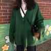 Осенне-зимний вязаный кардиган, женский топ с v-образным вырезом, свободный дизайн, свитер средней длины, шаль снаружи