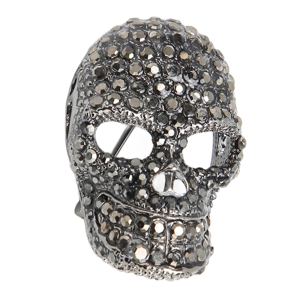 Vintage Skull Brooch Rhinestone Sparkly Nickle Free Skull Head Pin Brooch Accessory Black