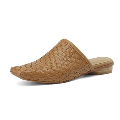 Krazing Pot, сабо из натуральной кожи, квадратный носок на низком каблуке, осенние уличные тапочки, плетеная летняя обувь, женские туфли-лодочки
