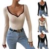 Женская мода V-образный вырез Slim Fit Sexy однотонный универсальный топ