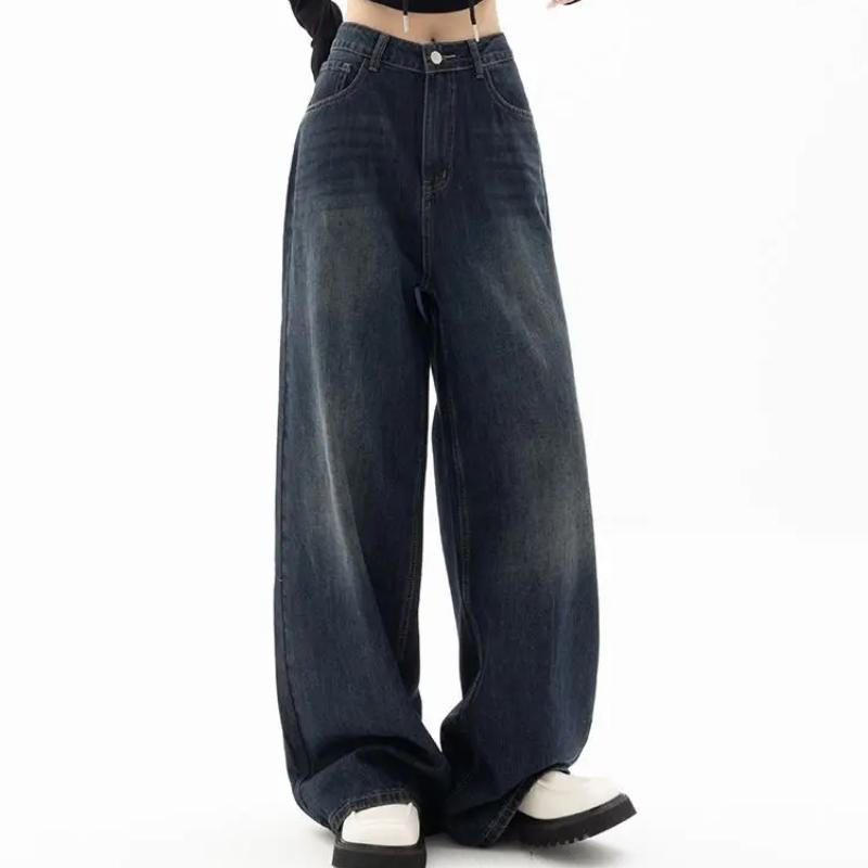 Autumn Women's Oversized Wide-Leg Jeans Baggy High Waisted Denim Trousers Streetwear Vintage Y2k Casual Pants