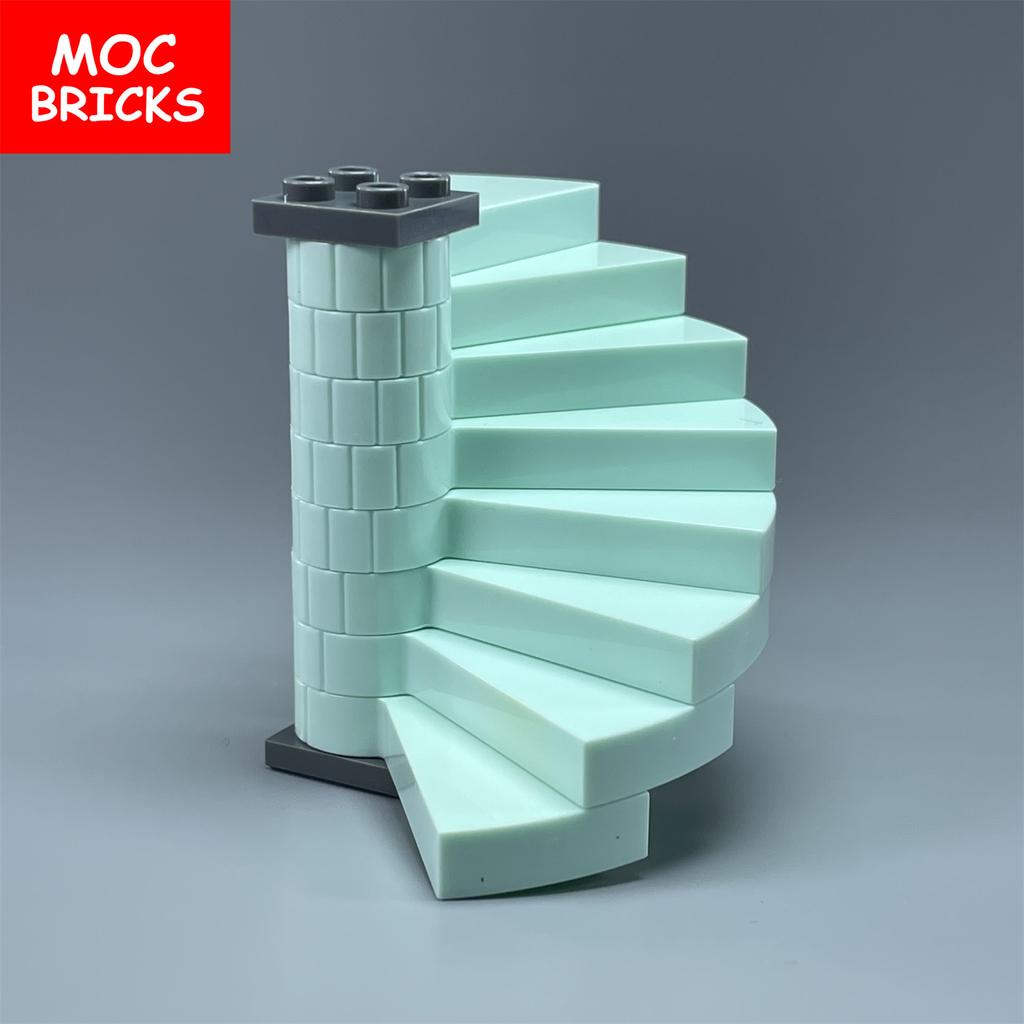 Set  MOC Bricks City Castle Stairs Spiral Step 40243 Support 1x1x5 40244 Assembles Particles Building Blocks
