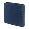 [Inden-ya] Inden Bifold Wallet with Small Bill Compartment and Box-Shaped Coin Purse, Deerskin Leather, Navy Blue with Black Lacquer, Gourd Pattern,