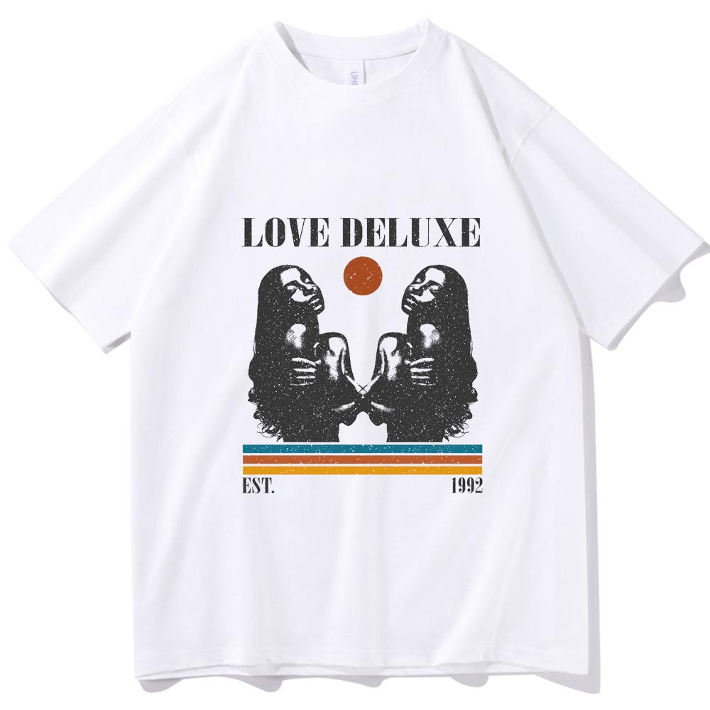 Футболка Sade Love Deluxe Женская с круглым вырезом Повседневная с принтом Летняя Подарок для фанатов музыки Футболка Оверсайз Мужская Обычная