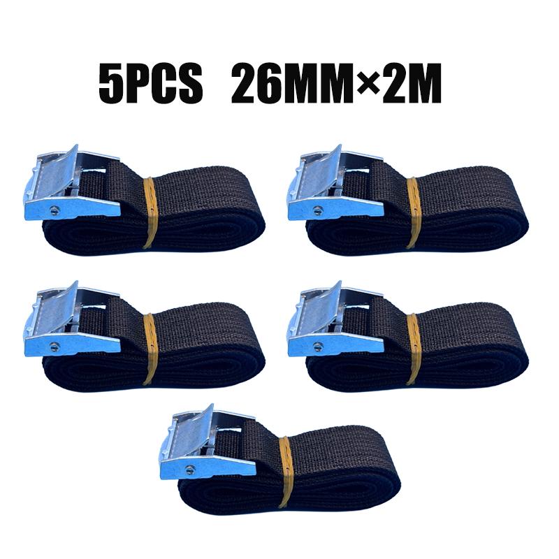 5Pcs 2M Tension Rope Tie Down Strap Strong Ratchet Belt Car Luggage Bag Cargo Lashing Strap Zinc Alloy Zinc Nylon 5 Color