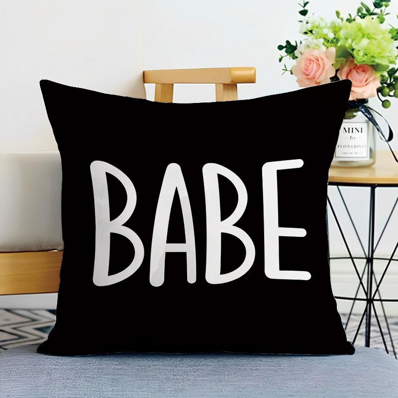Black And White Ins Style Double-Sided Printed Pillow Cover Short Plush Suitable Living Rooms Bedrooms Sofas Throw Cushion Cover