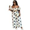 European and American Suit Women's Fashionable Polka Dot Strapless Off-Shoulder Short Top African New Women's Long Pants Set