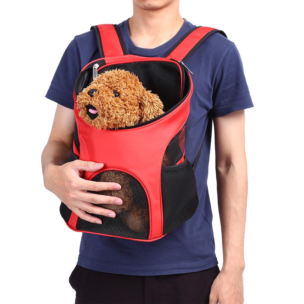 Рюкзак для переноски домашних животных для кошек и собак, вентилируемая сетчатая сумка на два плеча(красный)