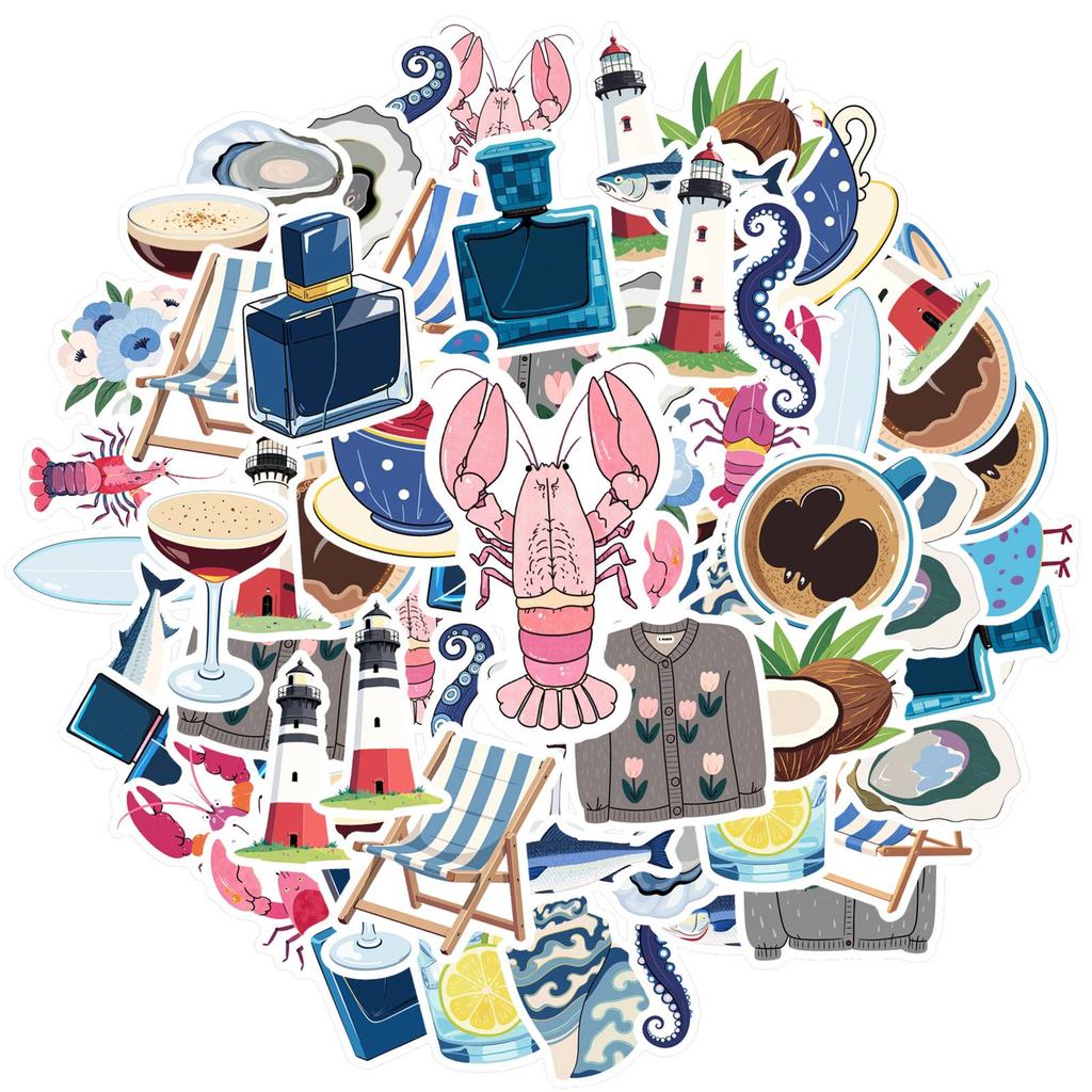 35pcs-50pcs Vintage Cocktail Stickers Playful Cruise Stationery Stickers Stickers For Notebook Luggage Mobile Phone