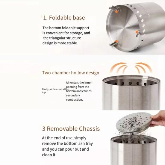 Портативная угольная плита Мини бездымный настольный костер Мало дыма