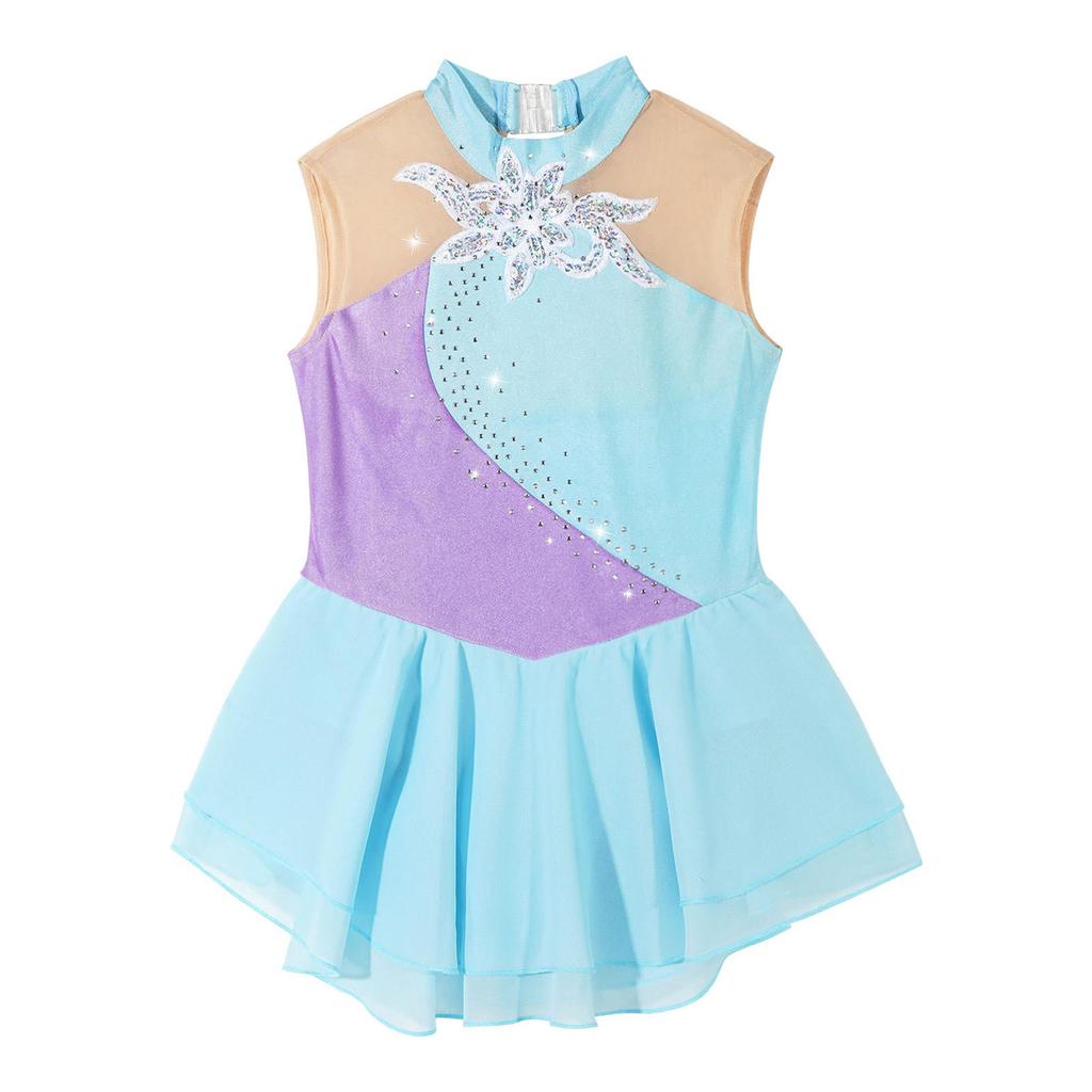 Figure Skating Dresses for Girls Shiny Rhinestone Gymnastics Leotards Girls Ballet Dance
