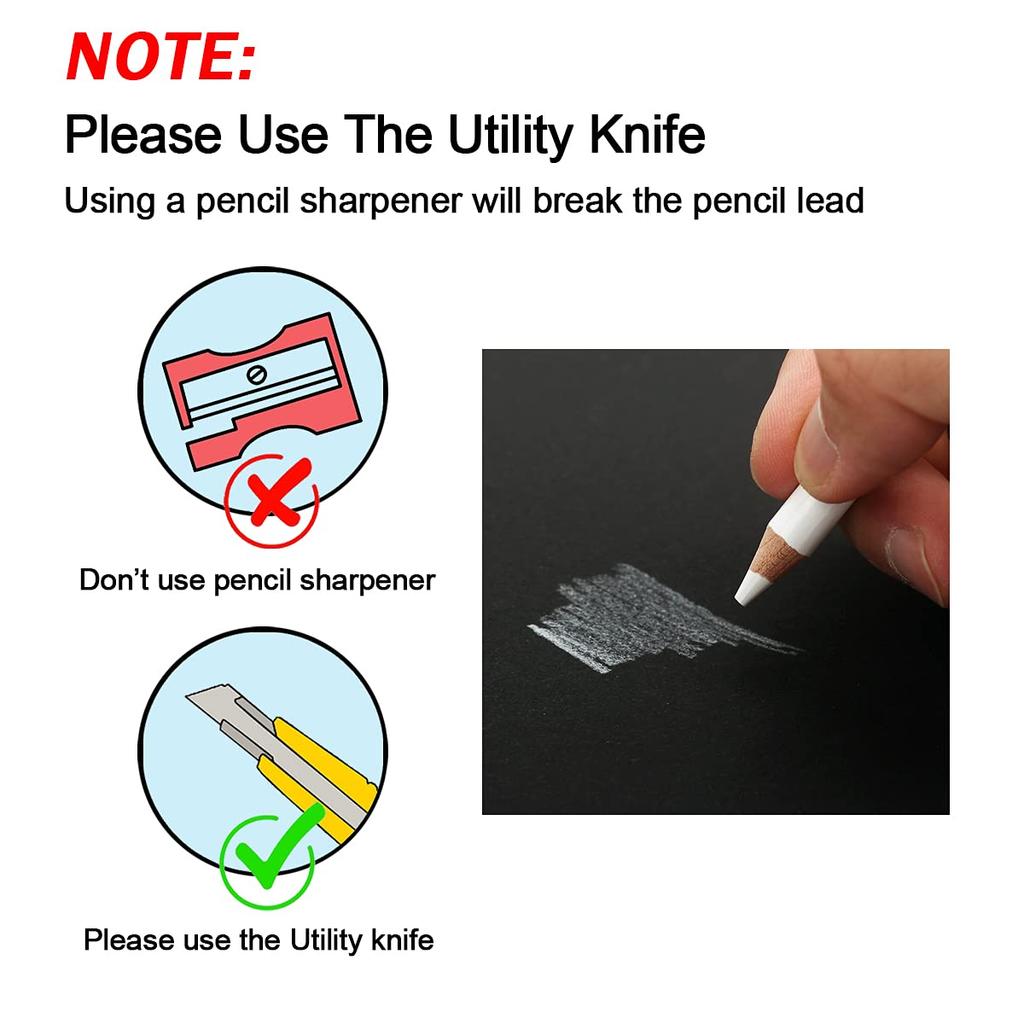 Набор белых угольных карандашей Brusarth Professional Набор из 3 белых карандашей для набросков и выделения - Рисование, Эскизирование, Штриховка, Растушевка,