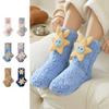 Cartoon Floor Stockings Women Mid-Calf Coral Fleece Socks Funny Furry Plush Sock  Winter