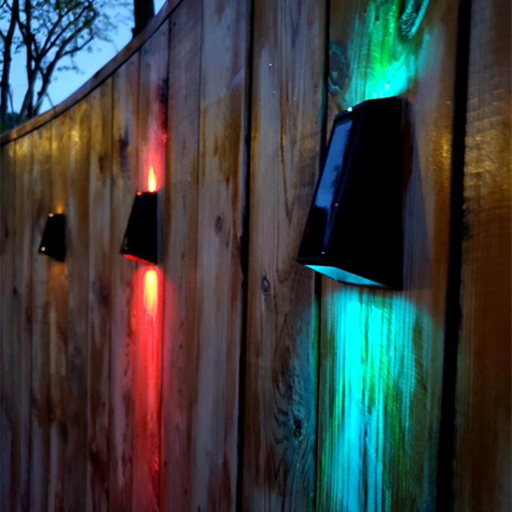 4Pcs Solar Garden Lights Rgb Color Changing Waterproof Fence Stairs Wall Lamp