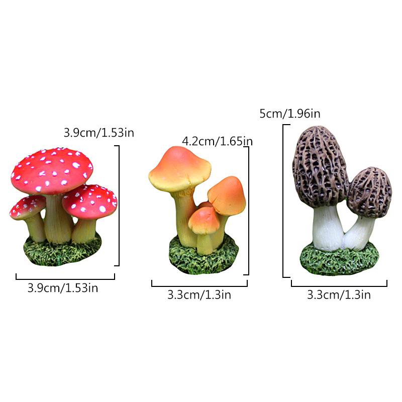 Mini Resin Simulate Mushroom Ornament Garden Artificial Mushroom Figurine DIY Landscape Garden Terrarium Lawn Decorations