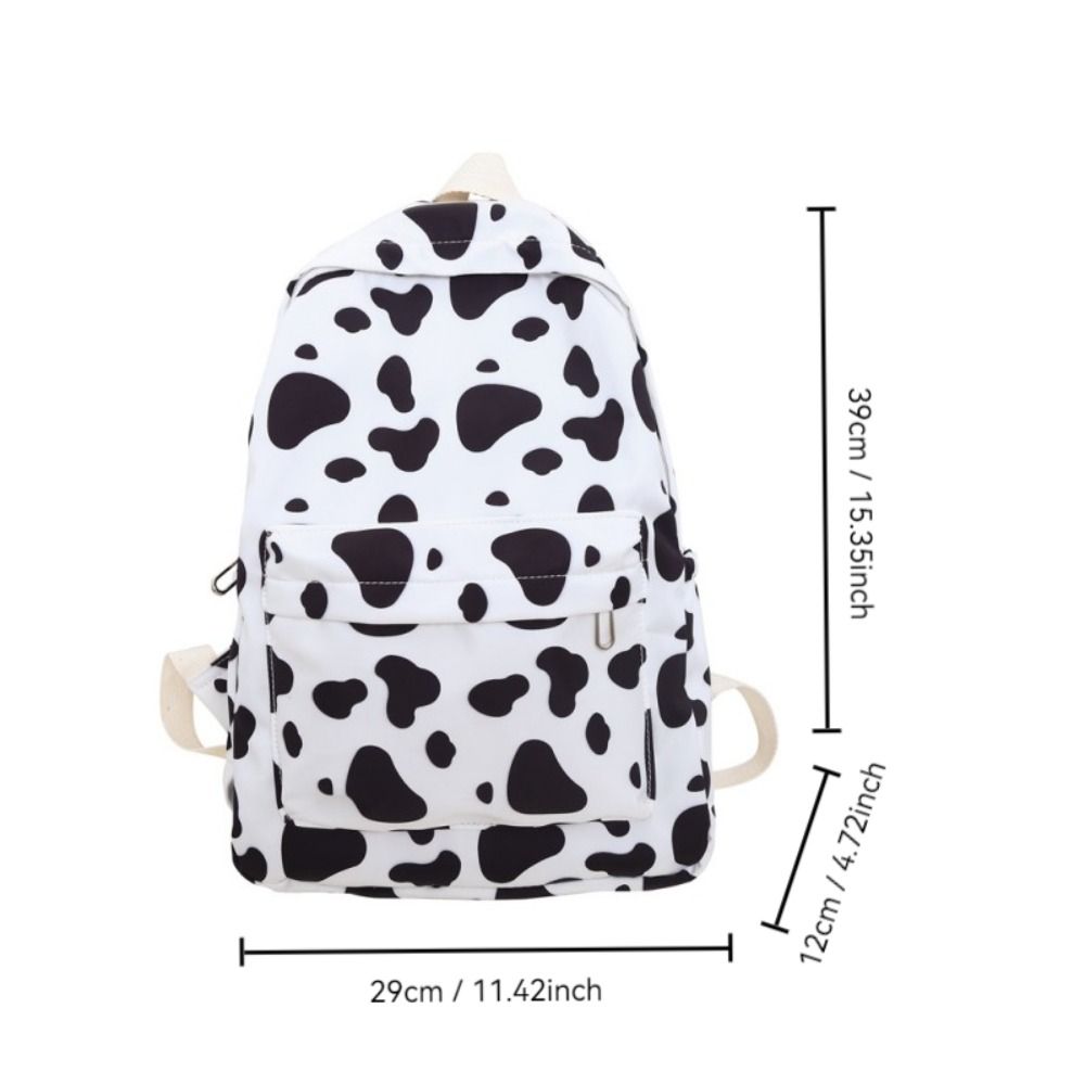 Portable Cow Pattern Student Backpack Nylon Large Capacity Teenage Bookbag Wear Resistant Travel Backpack Students