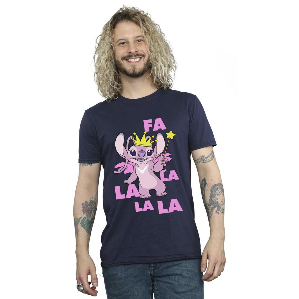 Disney Mens Lilo & Stitch Angel Fa La La T-Shirt