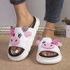 Уютные тапочки на платформе для женщин, милые домашние туфли с героями мультфильмов, легкие туфли для девочек, модные популярные элегантные домашние тапочки на плоской подошве с открытым носком
