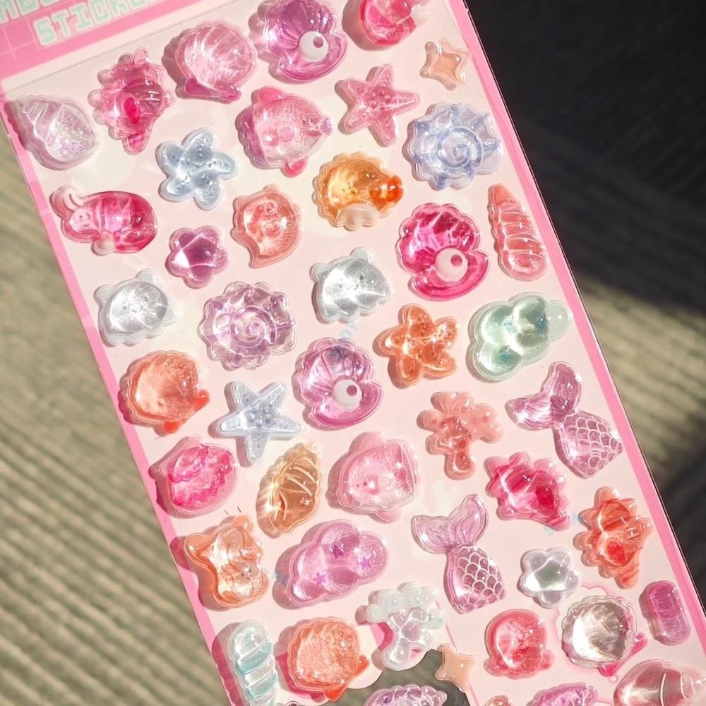 Crystal Resin 3D Embossed Sticker Embossed Texture Ocean Theme Sticker  DIY Craft Decoration