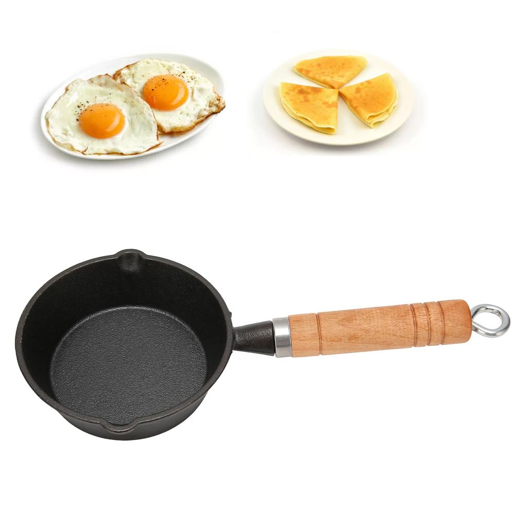 Сковорода Чугунная Сковорода Сливные носики Деревянная ручка Устойчивая к пятнам Быстрый нагрев Легко чистить Кастрюля для готовки