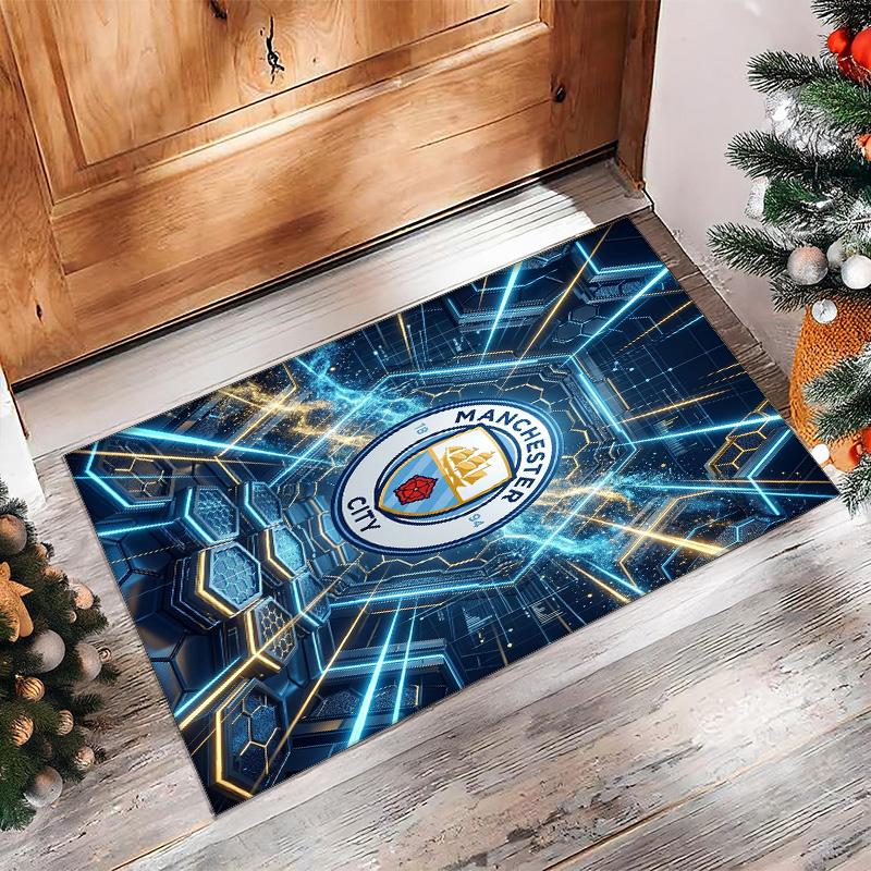 Фланелевый ковер с принтом Manchester City, нескользящий, мягкий, из полиэстера, для пола, декоративный коврик для спальни, гостиной, дивана