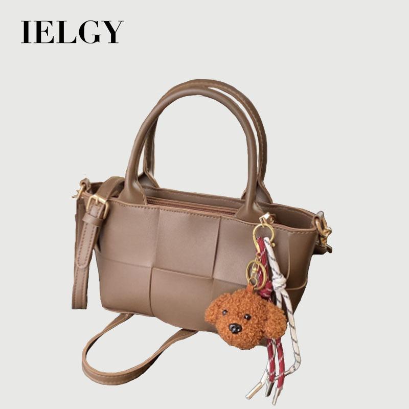 IELGY Woven Style Portable Bucket Bag Simple Commuter Messenger Bag